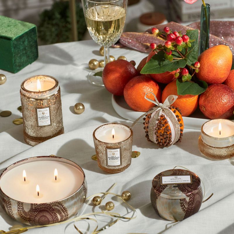 Voluspa Gilt Pomander & Hinoki Mini Tin Candle 25timer