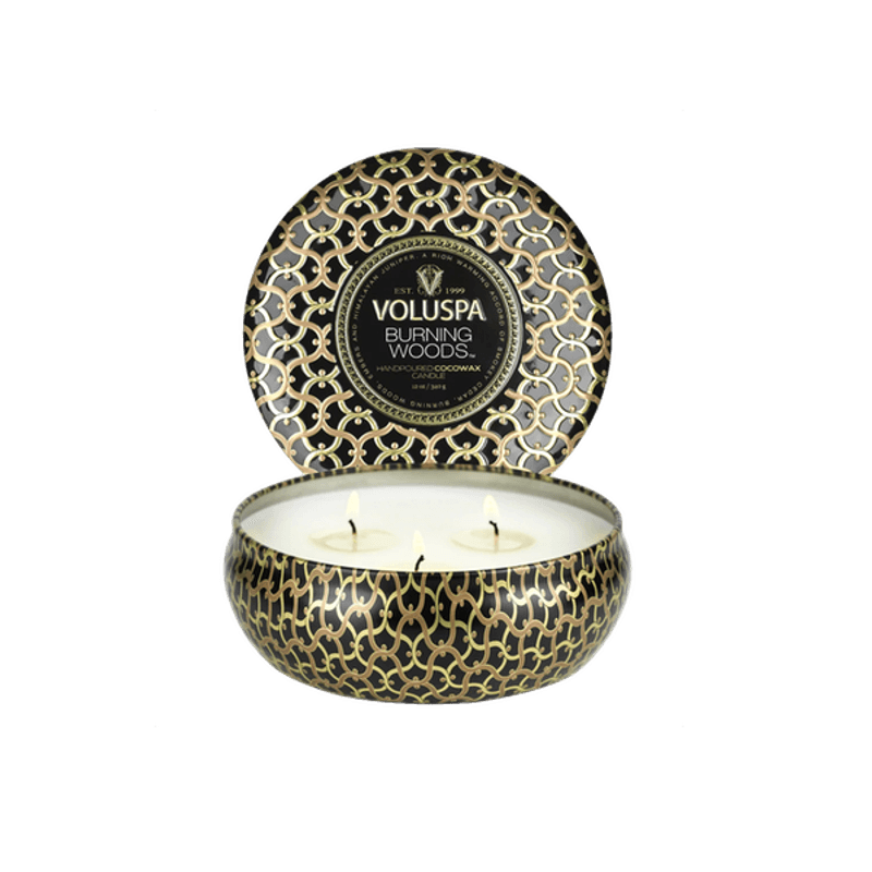 Voluspa Burning Woods 3-Wick Tin Candle 40timer