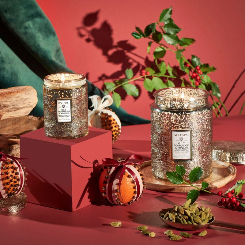 Voluspa Gilt Pomander & Hinoki Small Jar Candle 50timer