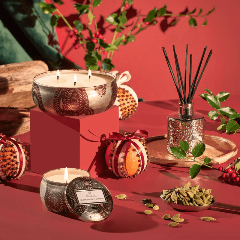 Voluspa Gilt Pomander & Hinoki Reed Diffuser 100ml